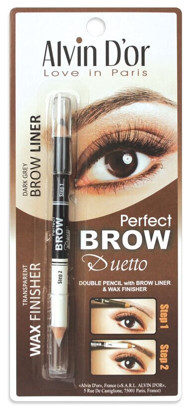 Alvin Dor Карандаш для бровей Perfect Brow Duetto, оттенок 03 dark grey