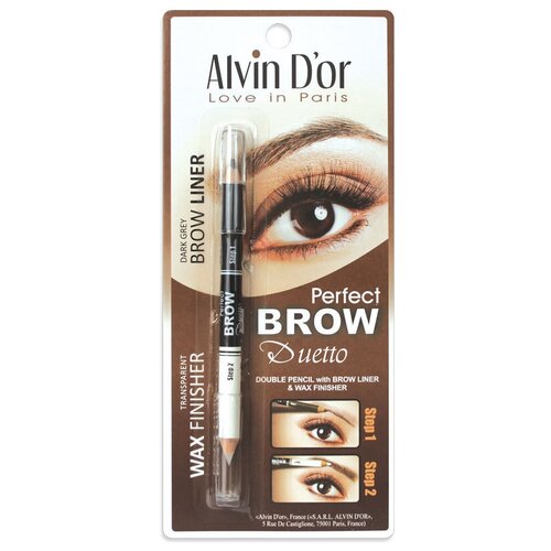 Alvin D'or Карандаш для бровей Perfect Brow Duetto, оттенок 03 dark grey