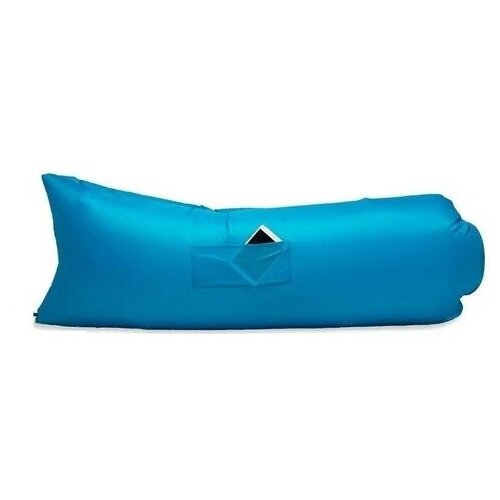 Надувной диван шезлонг лежак с карманом (синий)