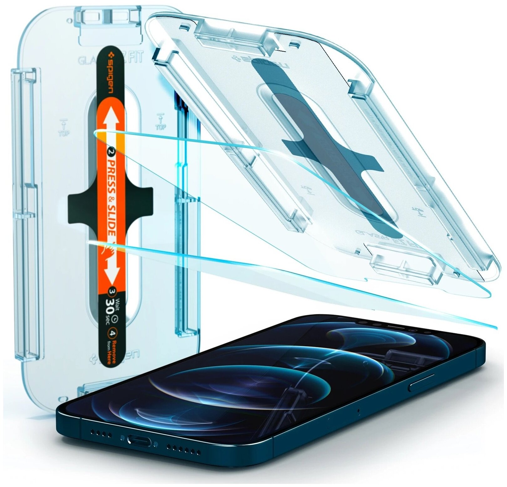 Защитное стекло Spigen GlastR EZ Fit 2 Pack для iPhone 12 Pro Max (AGL01791, 2 в комплекте, оригинал, Clear)