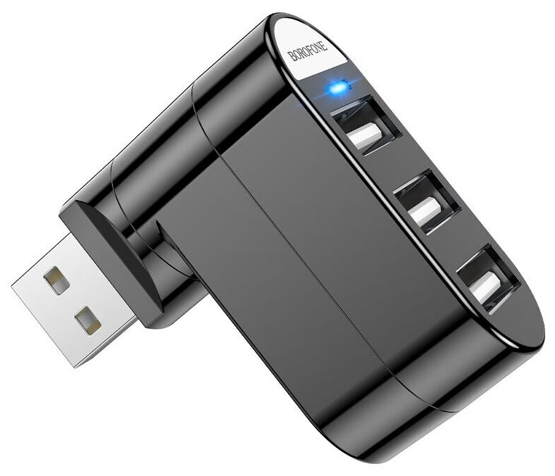 USB-разветвитель (HUB) Borofone DH3 3 порта USB 2.0 черный