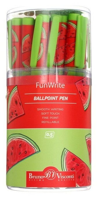 Ручка шариковая FreshWrite FunWrite. Fresh & fruity «Арбуз», узел 0.5 мм, синие пигментные чернила, корпус Soft Touch (2 шт)