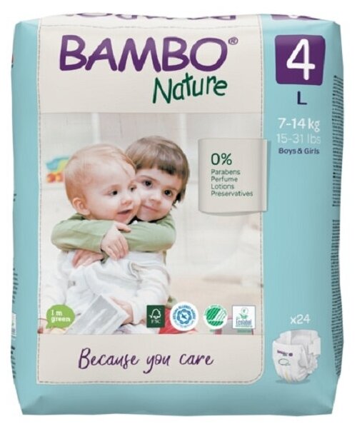 Подгузники детские Bambo Nature 4 (7-14 кг) 24 шт.