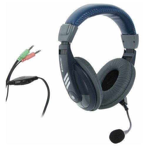 Наушники Defender Gryphon HN-750 компьютерные микрофон 105 дБ 32 Ом 35 мм 2 м синие 123700₽