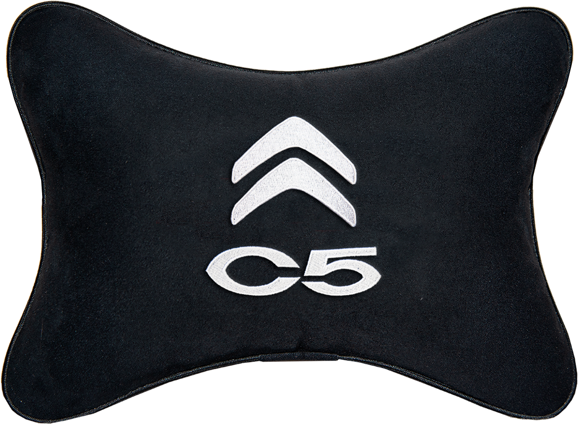 Подушка на подголовник алькантара Black с логотипом автомобиля CITROEN C5