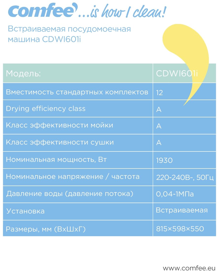 Встраиваемая посудомоечная машина Comfee CDWI601i, серебристый - фотография № 14