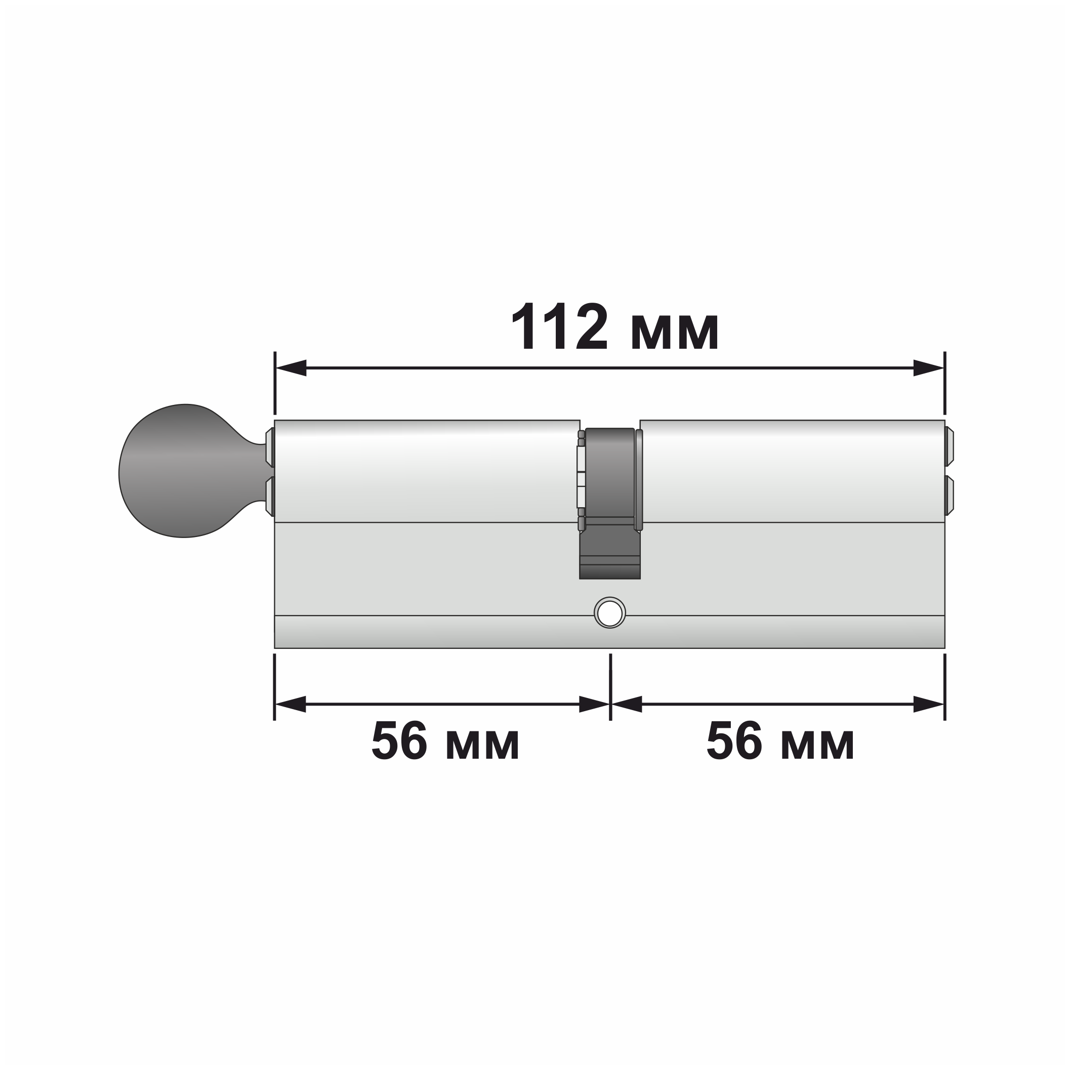 Цилиндровый механизм (Личинка замка) Guardian/Гардиан 112 мм (56x56) Ключ-вертушка, никель - фотография № 3