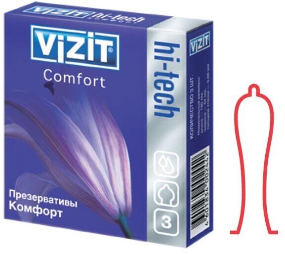 Презервативы VIZIT HI-TECH comfort оригинальной формы 3 шт