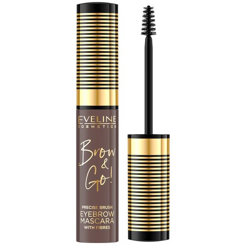 Тушь для бровей EVELINE «BROW & GO!», стойкая, с микрофиброй, тон 03 SOFT BROWN, 6мл