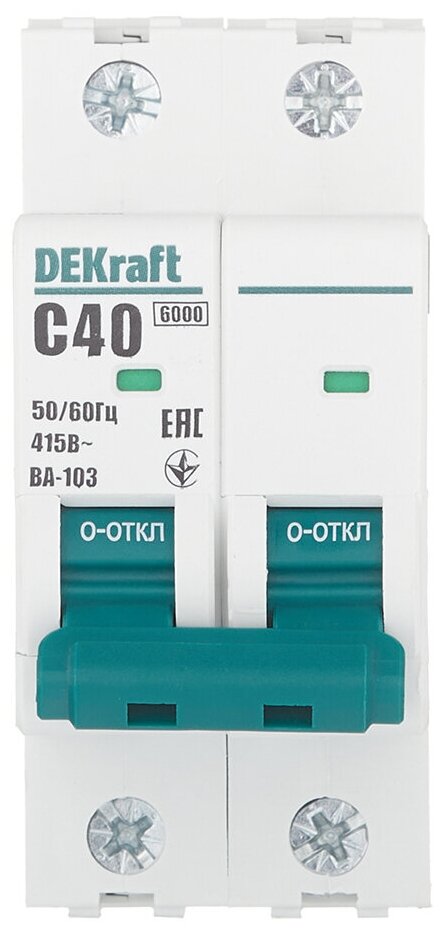 DEKraft Автоматический выключатель 2Р 40А х-ка C ВА-103 6кА