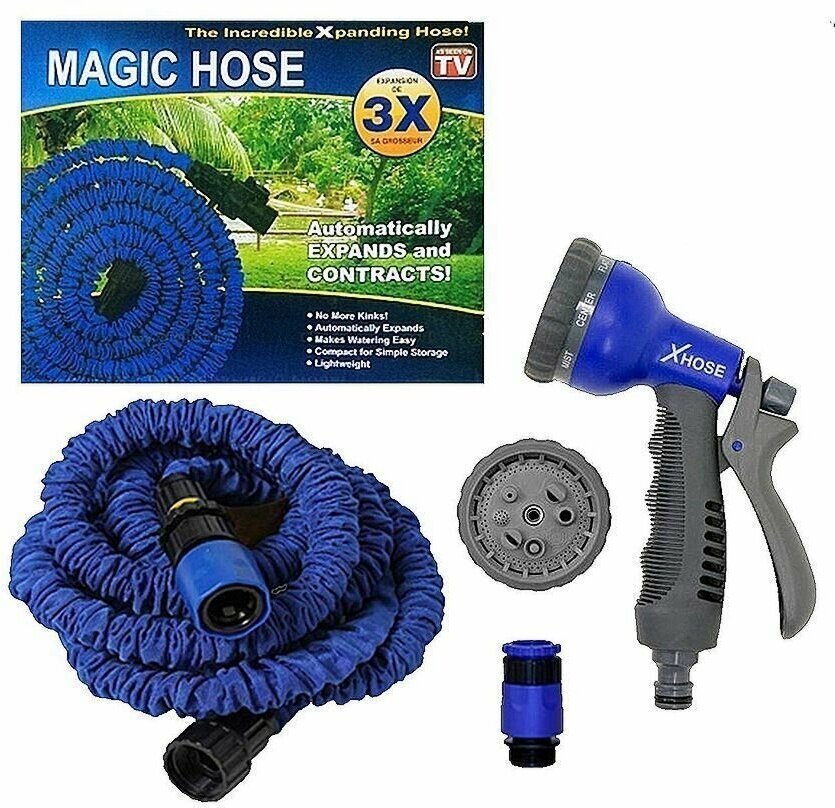 Садовый шланг Magic Hose для полива, растягивающийся + распылитель - фотография № 13