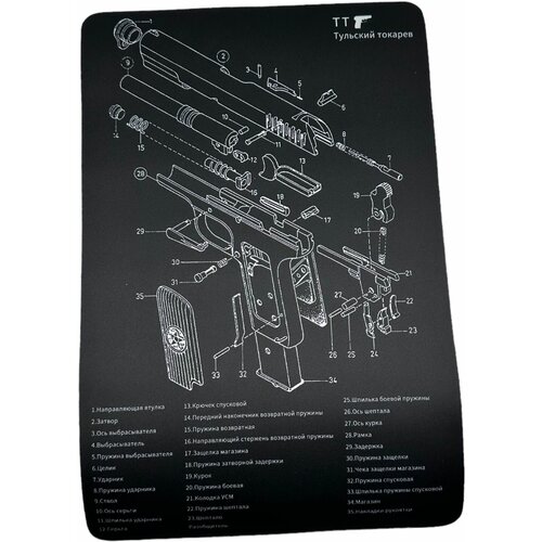 Коврик для чистки оружия для ТТ с план-схемой, коврик для мышки коврик для чистки оружия glock 42 5x28 см черно белый