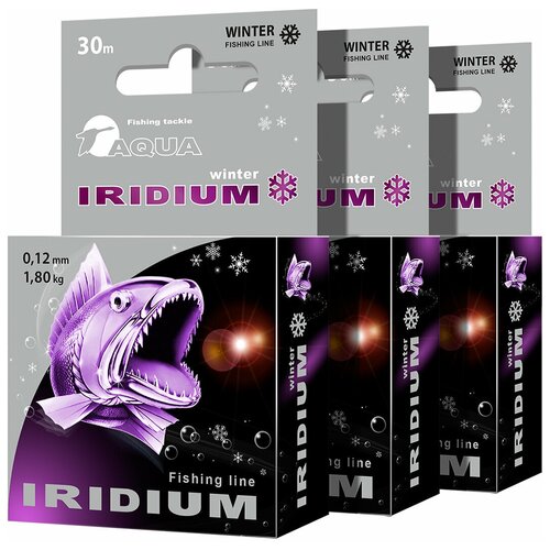 фото Леска зимняя aqua iridium 0,12mm 30m, набор 3шт