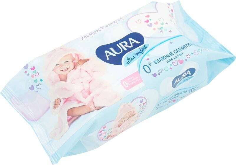 Салфетки влажные детские Aura Ultra Comfort, 100 шт