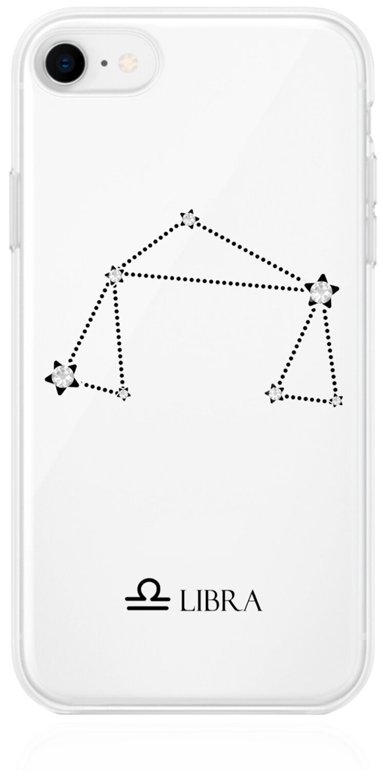 Прозрачный силиконовый чехол с кристаллами Lux для iPhone 7/8/SE2020 Знак зодиака Весы Libra для Айфон 7/8/СЕ2020