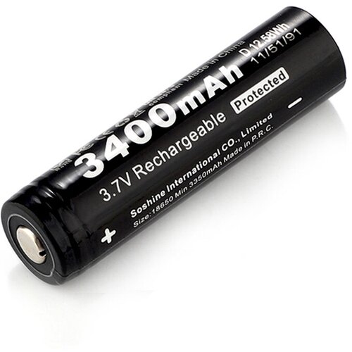 Аккумулятор Li-Ion Soshine 18650 3400 mAh 3.7v ( с защитой ) (1шт.)