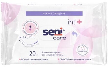 Влажные салфетки SENI CARE Inti+ для интимной гигиены, 20 шт.