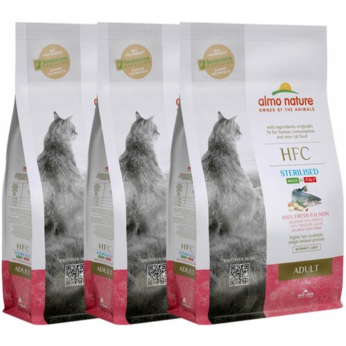 almo nature паучи для кошек с лососем и тыквой classic nature salmon Almo Nature Для стерилизованных кошек со свежим Лососем (50% рыбы) (Adult Sterilized Salmon) 1,2 кг х 3 шт.