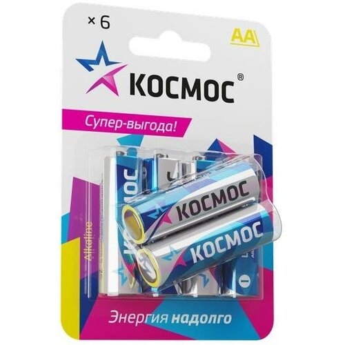 Элемент питания алкалиновый AA/LR06 BP-6 (блист.6шт) | код. KOCLR6BL6 | космос (30упак.)