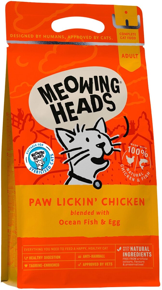 Meowing Heads Куриное наслаждение для взрослых кошек с курицей и рисом (1,5 кг)