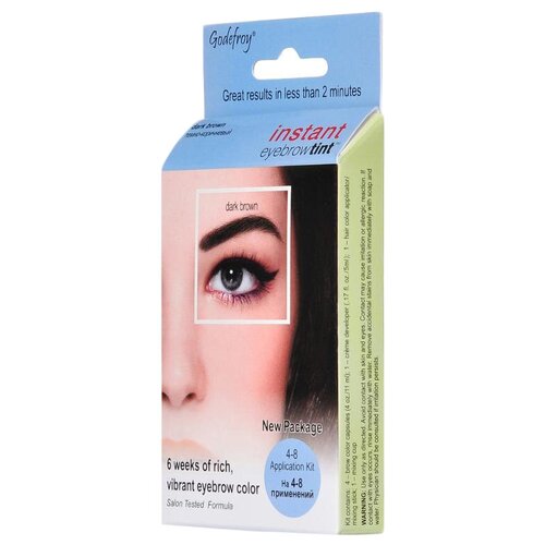 Godefroy Краска-хна синтетическая в капсулах для бровей Instant Eyebrow Tint 4 шт., dark brown, 3 мл