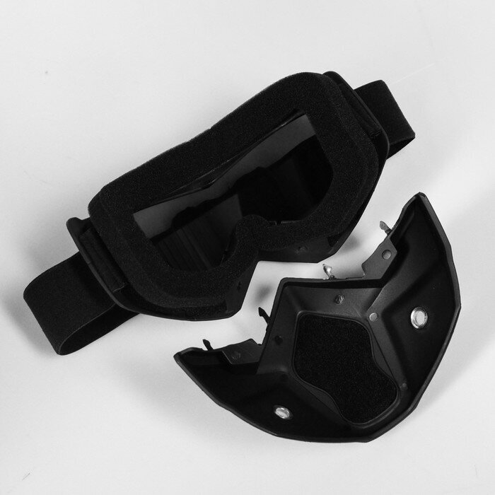 Очки-маска для езды на мототехнике разборные стекло с затемнением черные
