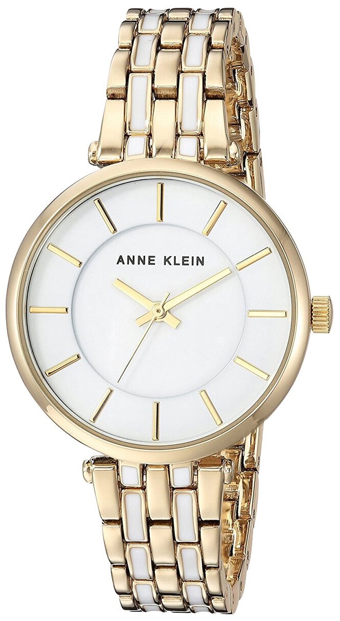 ANNE KLEIN 3010WTGB женские наручные часы на золотистом браслете с белым циферблатом