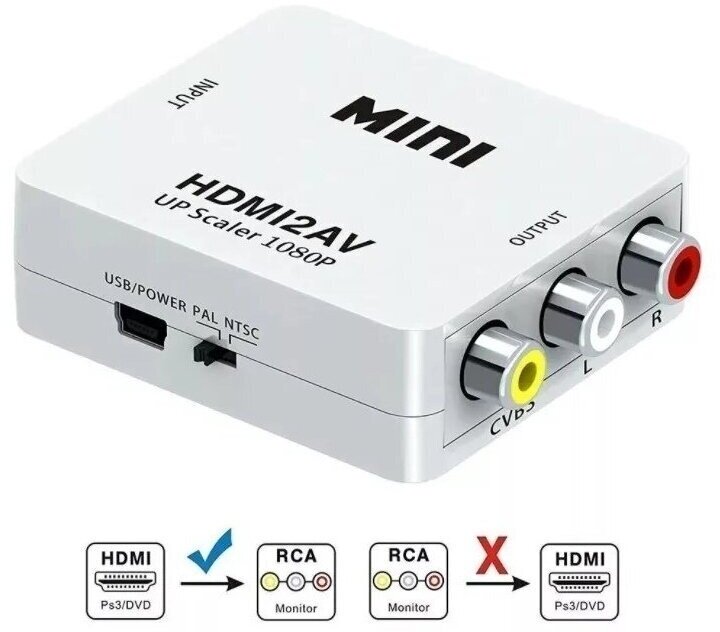 Переходник HDMI на AV RCA CVSB L/R адаптер конвертер 1080p для монитора телевизора ноутбука компьютера PS Xbox PC