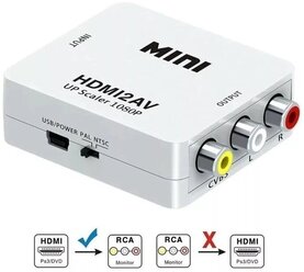 Переходник HDMI на AV RCA CVSB L/R адаптер конвертер 1080p для монитора, телевизора, ноутбука, компьютера, PS, Xbox, PC