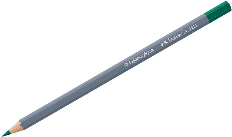 Комплект 12 шт, Карандаш акварельный художественный Faber-Castell "Goldfaber Aqua", цвет 163 изумрудно-зеленый