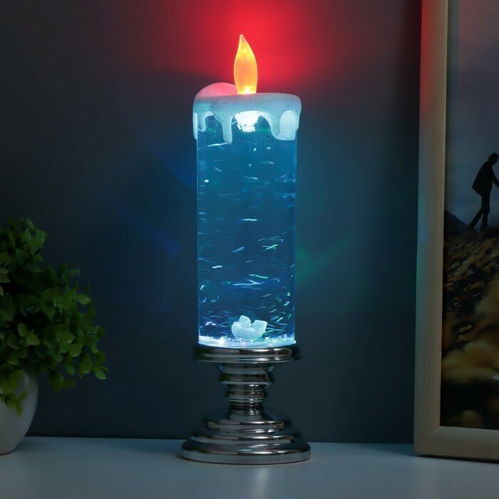 Лава-лампа"Морозная свеча" LED от батареек 3хАА USB серебро 7х7х28см Risalux 9559536 . - фотография № 5