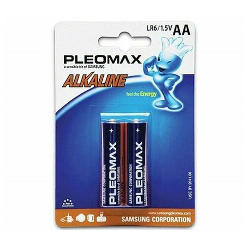 Батарейка алкалиновая Pleomax, AA, LR6-2BL, 1.5В, блистер, 2 шт. Pleomax 824031