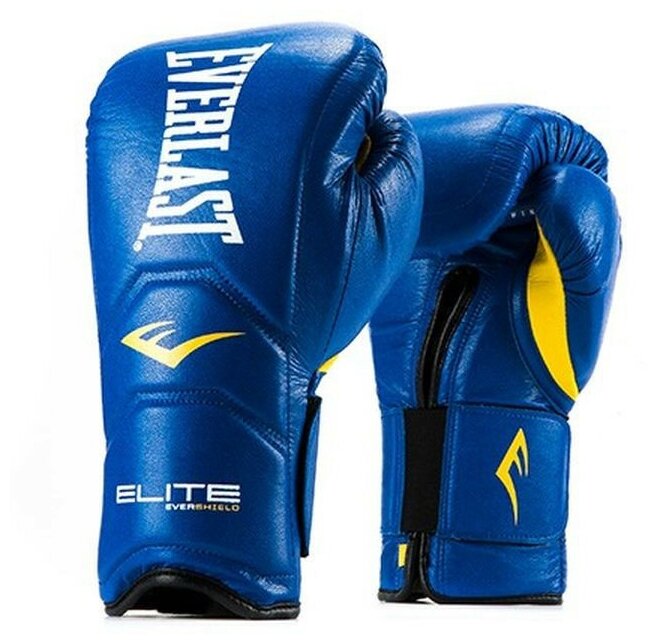 Перчатки тренировочные на липучке Everlast Elite Pro 16oz синие