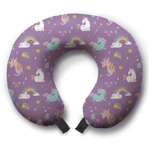 фото Подушка для шеи ambesonne вселенная единорогов, фиолетовый