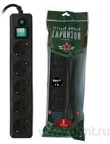 Сетевой фильтр Гарнизон EHLB-5 (5 розеток 1.4м черный)