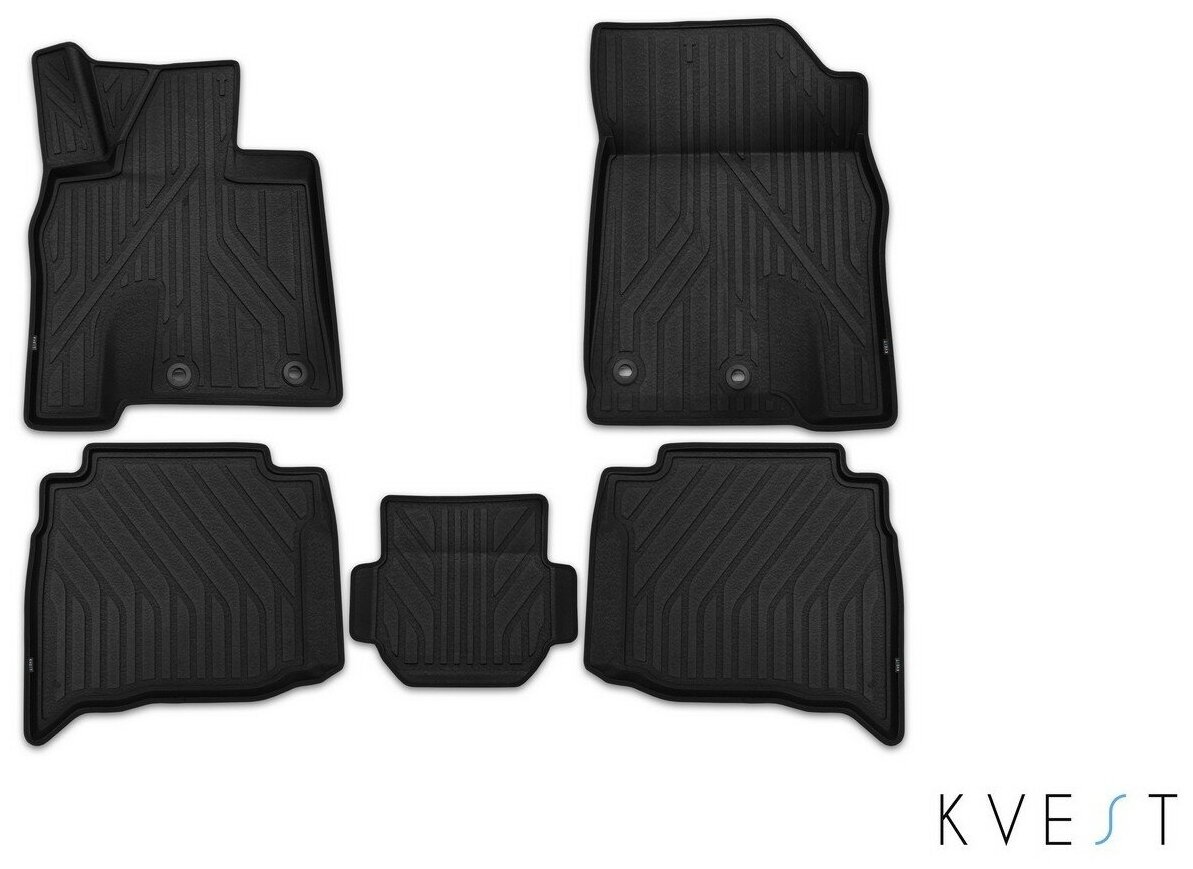 Коврики KVEST 3D в салон подходят для TOYOTA LC 200, 2015-2021, 5 шт. (полиуретан, черный, черный) в коробе / Тойота Ленд крузер