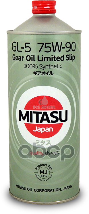 Mitasu 75W90 1L Масло Трансмисионное Gear Oil Gl-5 Lsd Api Gl-5/Mt-1 Limited Slip Pg-2, Синт MITASU арт. MJ-411-1