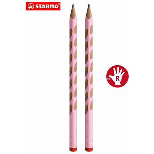 Карандаш чернографитный простой для правшей HB STABILO EASYgraph, розовый корпус (2шт) stabilo чернографитовый карандаш easygraph с насечками для правшей корпус оранжевый твёрдость hb