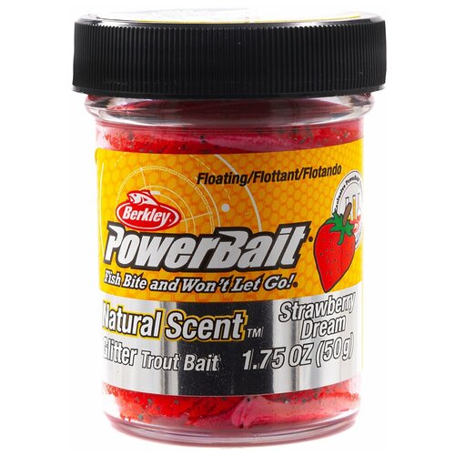 Форелевая паста BERKLEY PowerBait Natural SCENT 50 гр (Клубника/Strawberry Dream)