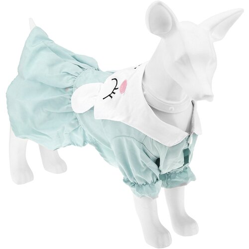 Пэт тойс (Pet toys) Одежда для собаки Платье Зайка с принтом, с вышивкой, на кнопках р-р M, длина спинки 30см/обхват груди 40см/обхват шеи 30см, цвет-мятный, 100% полиэстер (Китай)