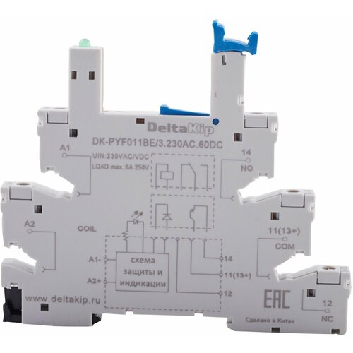 pyf 011be 3 24dc 24dc колодка для реле sr 1 конт тип pyf Колодка для реле DK-PYF-011BE/3.230AC/60DC (уп/20шт)