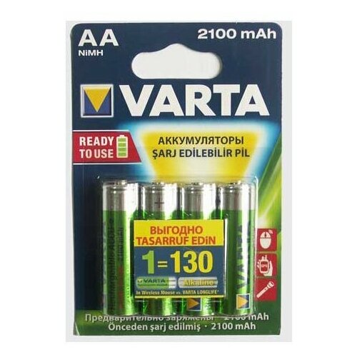 Аккумуляторы типа AA VARTA Longlife (комплект 4 штуки) 2100mAh аккумуляторы типа aaa robiton комплект 4 штуки 1100mah