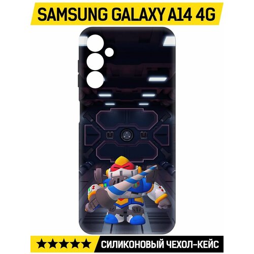 Чехол-накладка Krutoff Soft Case Brawl Stars - Паладин Вольт-Меха для Samsung Galaxy A14 4G (A145) черный чехол накладка krutoff soft case brawl stars паладин вольт меха для samsung galaxy a55 5g a556 черный