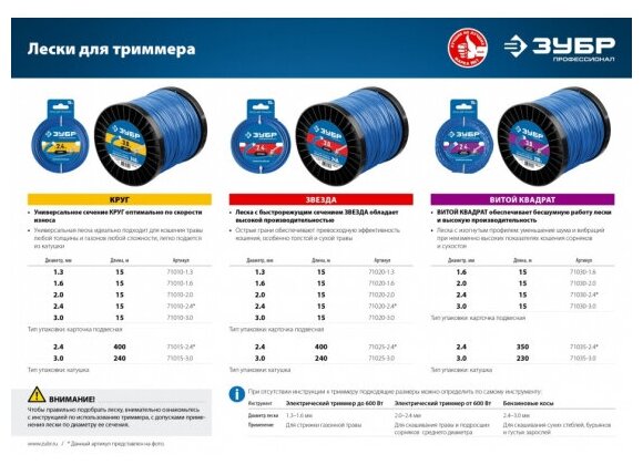 Леска для триммера круг 2.4 мм 15 м ЗУБР Профессионал - фотография № 3