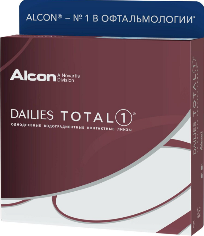 Контактные линзы Alcon, Dailies Total 1, Однодневные, -2,50 / 14,1 / 8,5 / 90 шт.