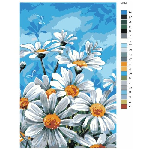 Картина по номерам W-70 Цветущие ромашки 70x110 картина по номерам w 73 цветущие ромашки 70x110
