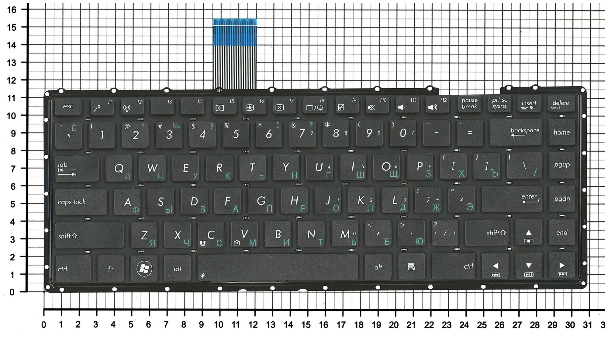 Клавиатура для ноутбука Asus AEXJ1700010 черная без рамки плоский Enter