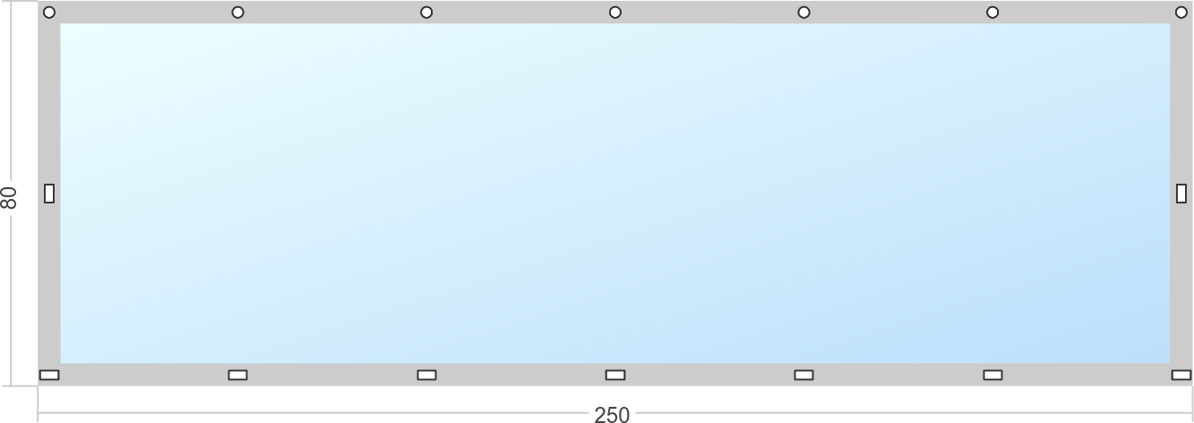 Мягкое окно Софтокна 250х80 см съемное, Скоба-ремешок, Прозрачная пленка 0,7мм, Серая окантовка, Комплект для установки - фотография № 3