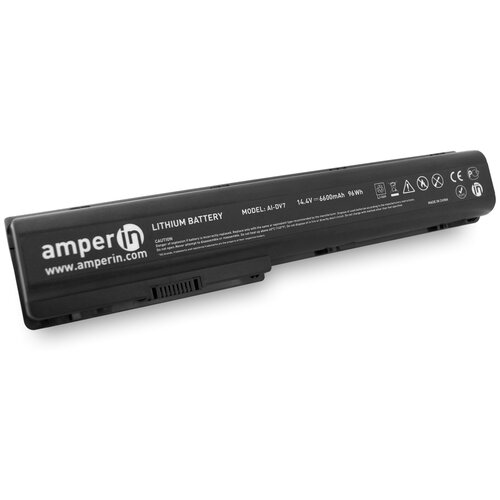 фото Аккумуляторная батарея amperin для ноутбука hp pavilion dv7 14.4v 6600mah ai-dv7 черная