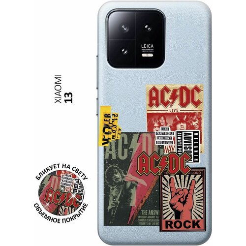 Силиконовый чехол с принтом AC/DC Stickers для Xiaomi 13 / Сяоми 13 силиконовый чехол с принтом gagarin stickers для xiaomi 13 сяоми 13